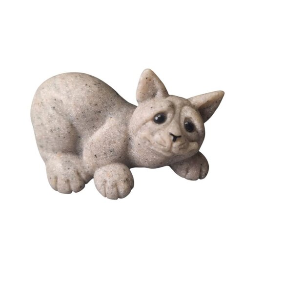 Quarry Critters Cat Cameron‎ 2000 Figurine Resin Stone Vintage Kitty Smile Face - Picture 6 of 8